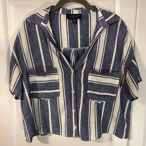 Laundry by Shelli Segal Striped Crop Top with Pockets- Small